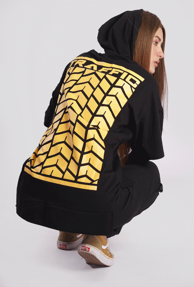 YGN TRAFFIC TYRE Design Hoodie Black&Yellow(Girl)